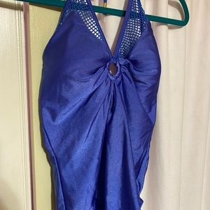 Venus one piece blue with mesh detail